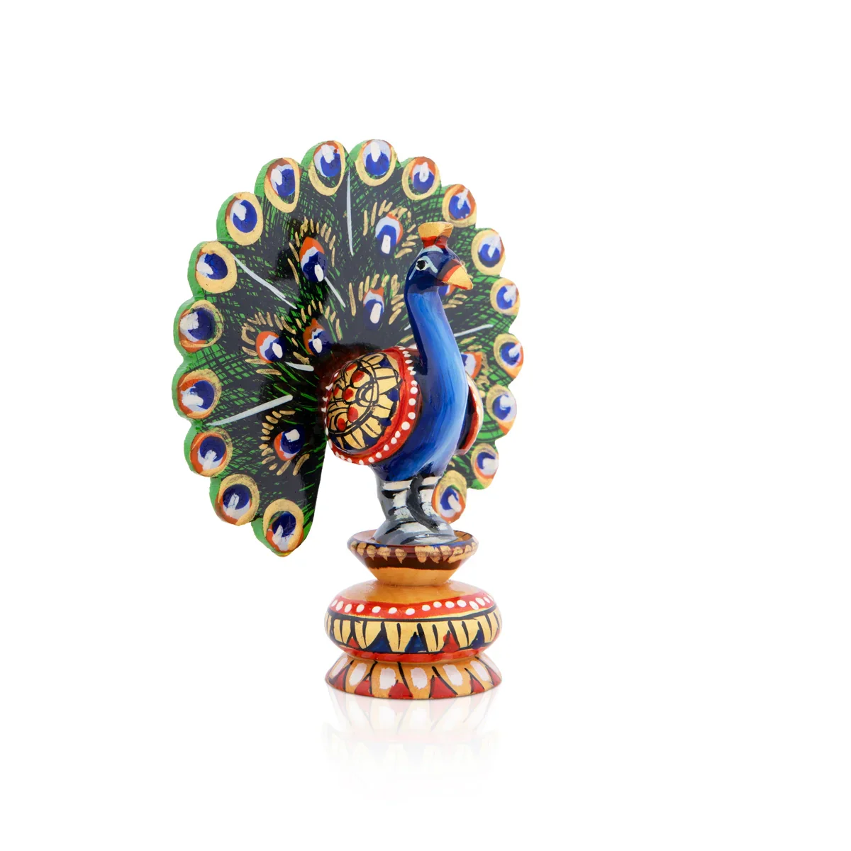 Peacock Statue - 3 x 2 Inches | Wooden Statue/ Painted Dancing Peacock Sculpture for Home Decor - Image 2
