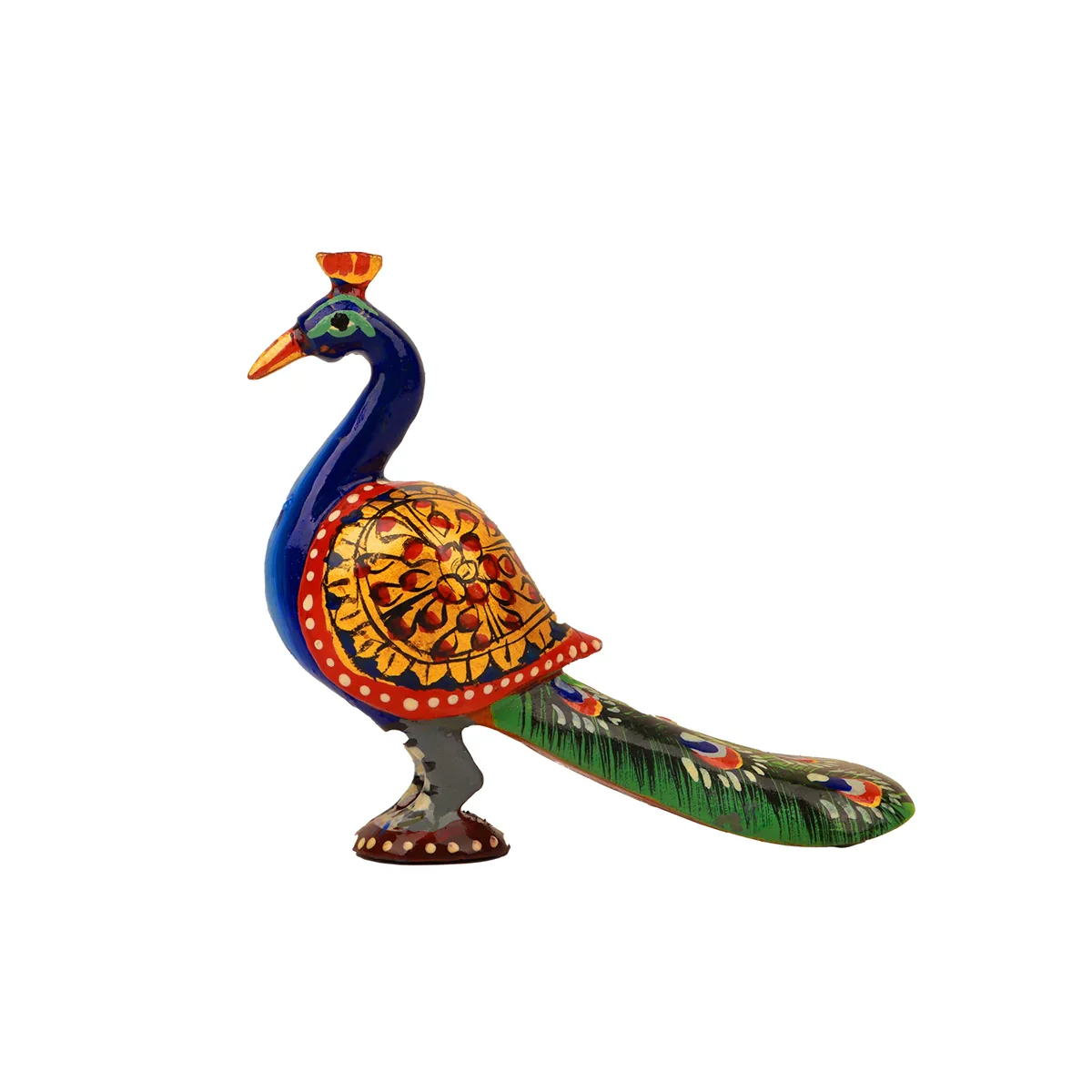Peacock Statue - 4 x 4.5 Inches | Wooden Statue/ Painted Peacock Sculpture for Home Decor - Image 4