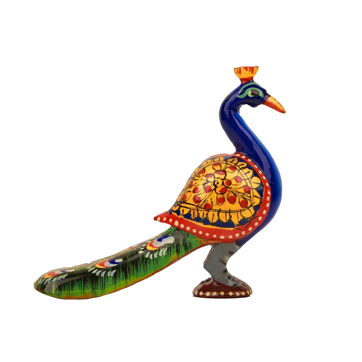 Peacock Statue - 4 x 4.5 Inches | Wooden Statue/ Painted Peacock Sculpture for Home Decor - Image 6