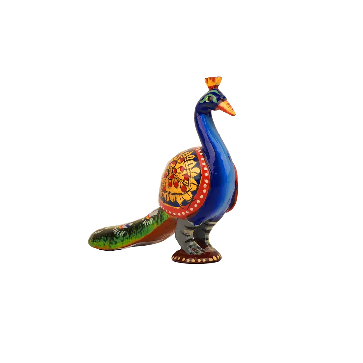 Peacock Statue - 4 x 4.5 Inches | Wooden Statue/ Painted Peacock Sculpture for Home Decor - Image 7