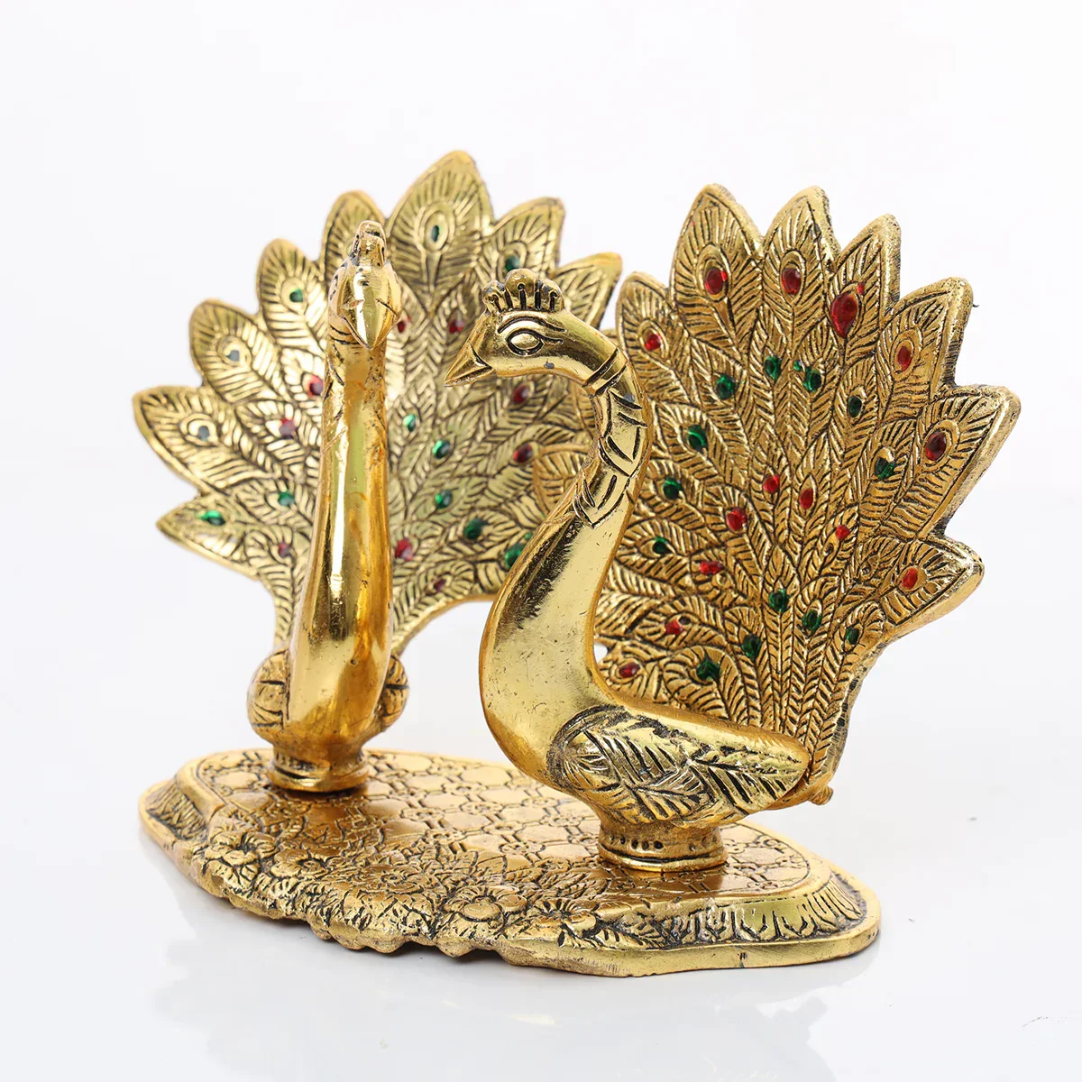 Peacock Statue - 5 x 6 Inches | Aluminium Material/ Peacock Sculpture for Home Decor/ 580 Gms Approx - Image 4