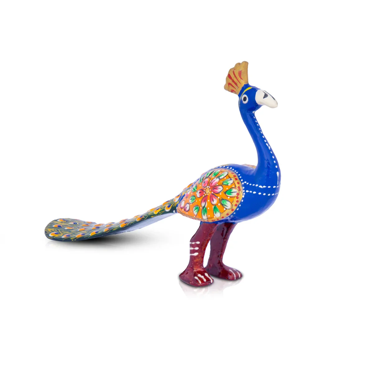 Peacock Statue - 5 x 8 Inches | Metal Statue/ Painted Peacock Sculpture for Home Decor - Image 3