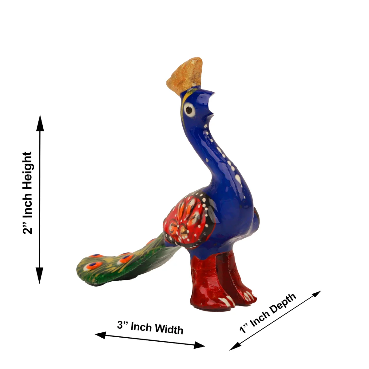Peacock Statue Key Chain - 2 x 3 Inches | Metal & Painted Peacock Sculpture Key Ring/ Key Holder for Bike - Image 3