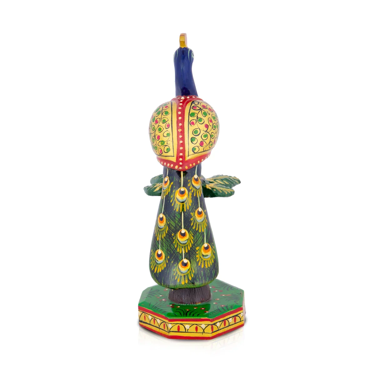 Peacock Statue On Tree - 6 x 2.5 Inches | Wooden Statue/ Painted Peacock Sculpture for Home Decor - Image 4