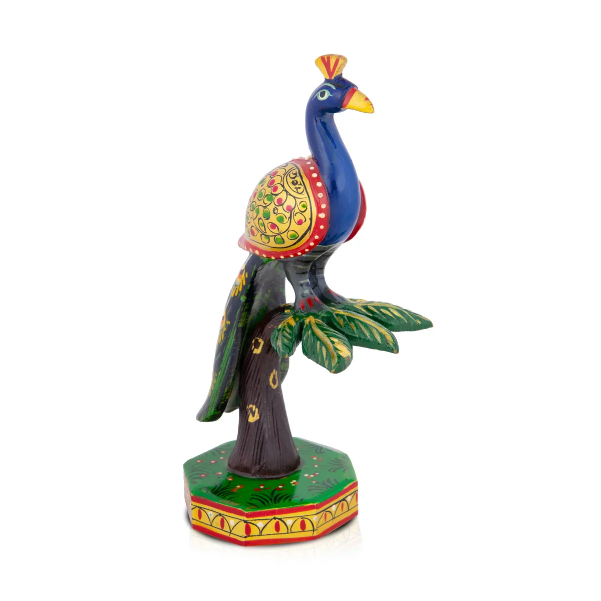 Peacock Statue On Tree - 6 x 2.5 Inches | Wooden Statue/ Painted Peacock Sculpture for Home Decor - Image 5