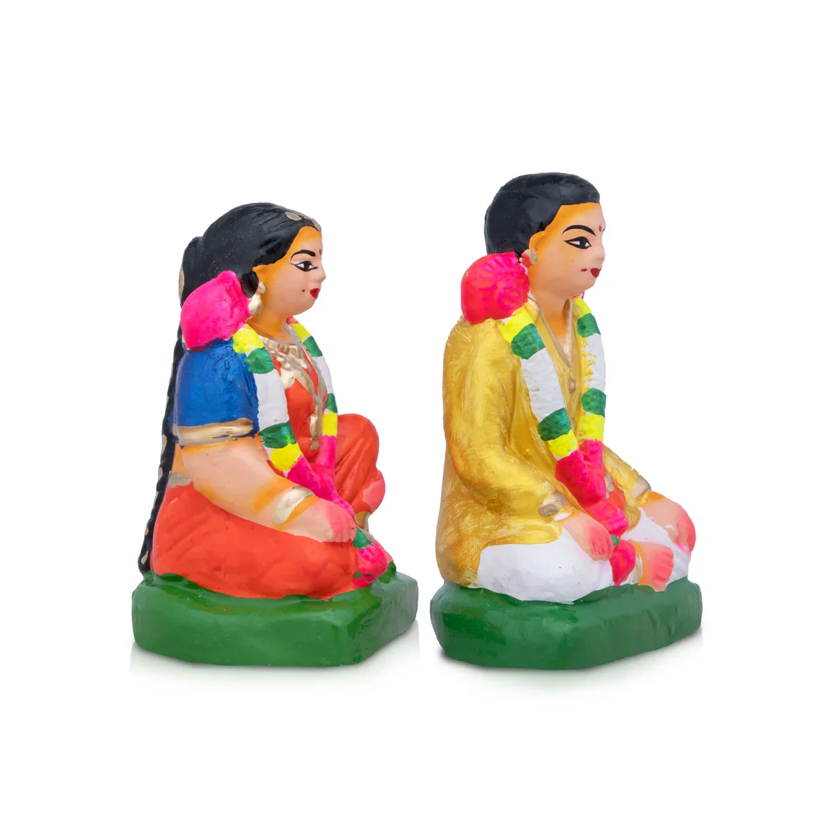 Pen Mappillai Clay Golu Bommai Pair - 7 x 4 Inches | Giri Golu Doll/ Navaratri Golu Bomma/Gombe/Bommai - Image 3