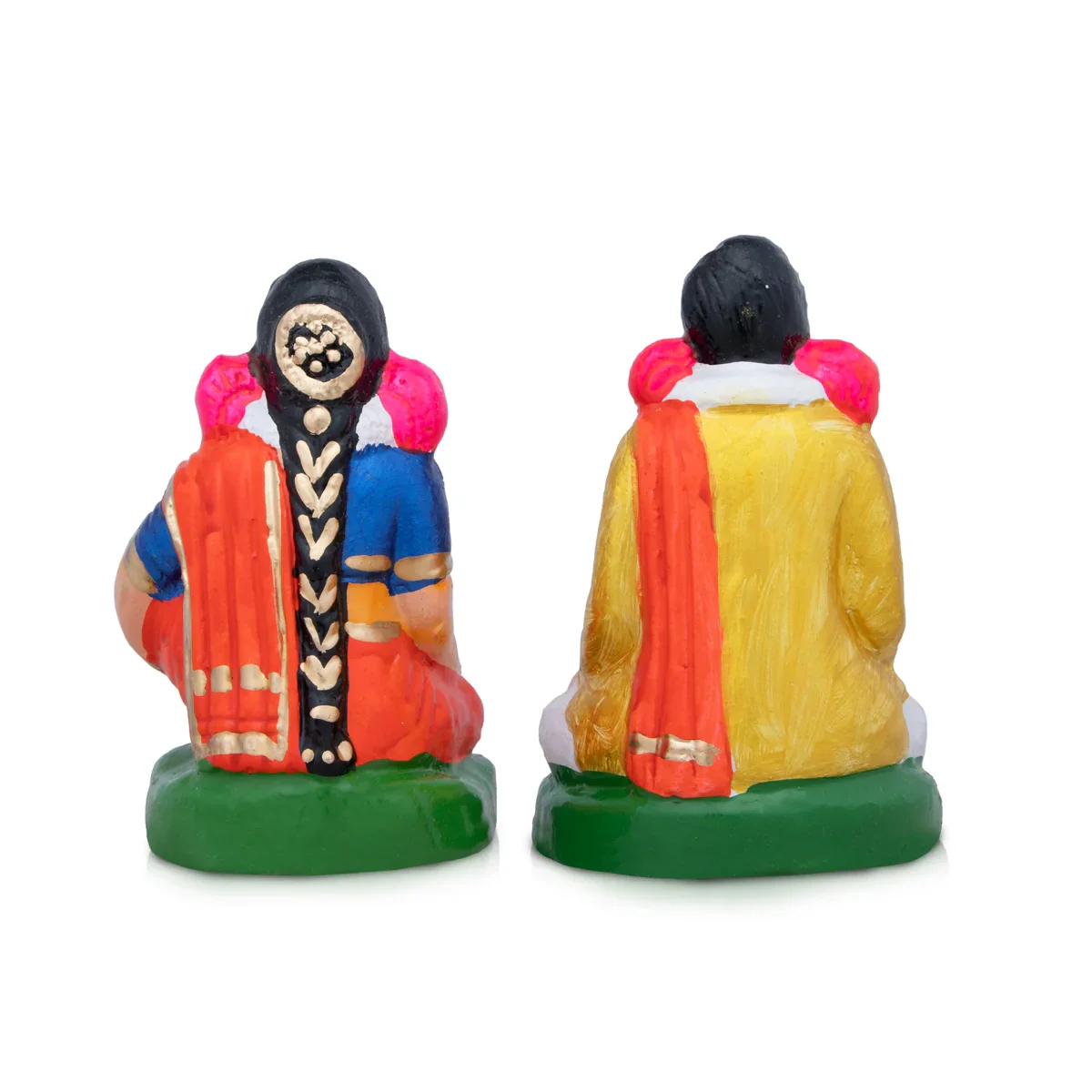 Pen Mappillai Clay Golu Bommai Pair - 7 x 4 Inches | Giri Golu Doll/ Navaratri Golu Bomma/Gombe/Bommai - Image 4