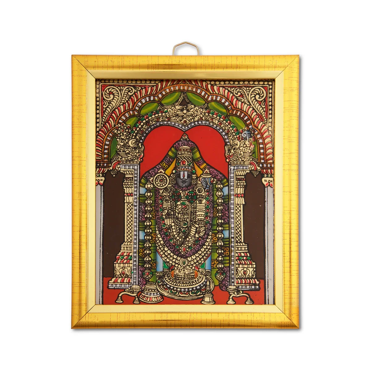 Perumal Photo Frame - 7 x 6 Inches | Tanjore Glass Painting Picture Frame for Home