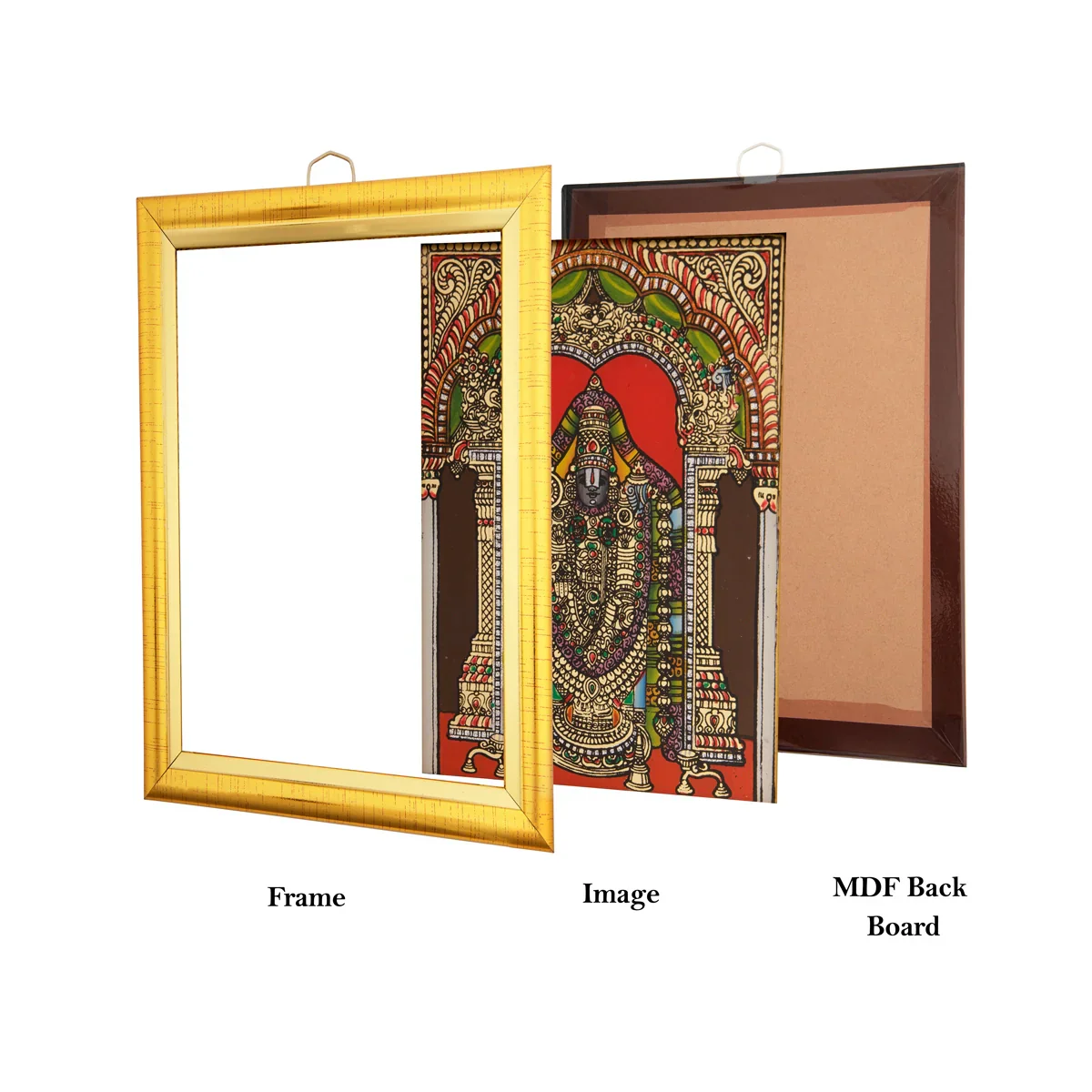 Perumal Photo Frame - 7 x 6 Inches | Tanjore Glass Painting Picture Frame for Home - Image 4