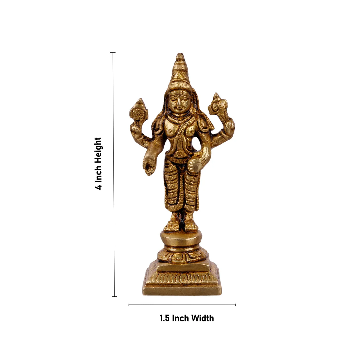 Perumal Sridevi Bhudevi Idol Set - 4 x 1.5 Inches | Balaji Murti Sridevi Bhudevi/ Antique Brass Idol for Pooja - Image 5