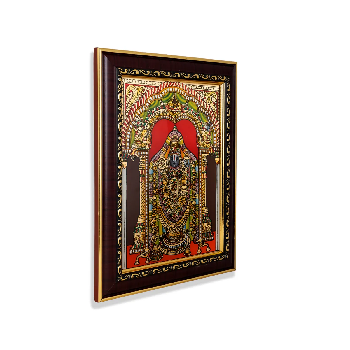 Perumal Tanjore Glass Painting Photo Frame- 10 X 8 Inches | Thanjavur Glass Painting Wall Picture Frame - Image 3
