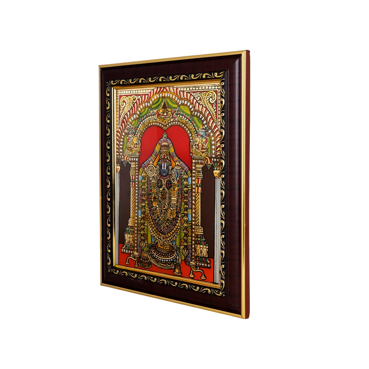 Perumal Tanjore Glass Painting Photo Frame- 10 X 8 Inches | Thanjavur Glass Painting Wall Picture Frame - Image 4