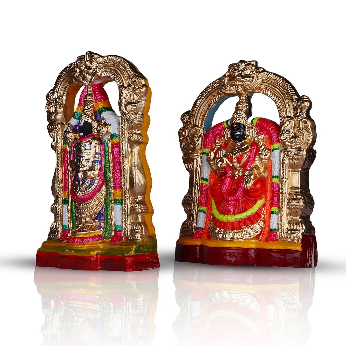 Perumal Thayar Clay Golu Bommai Pair - 15 x 8 Inches | Giri Golu Doll/ Navaratri Golu Bomma/Gombe/Bommai - Image 2