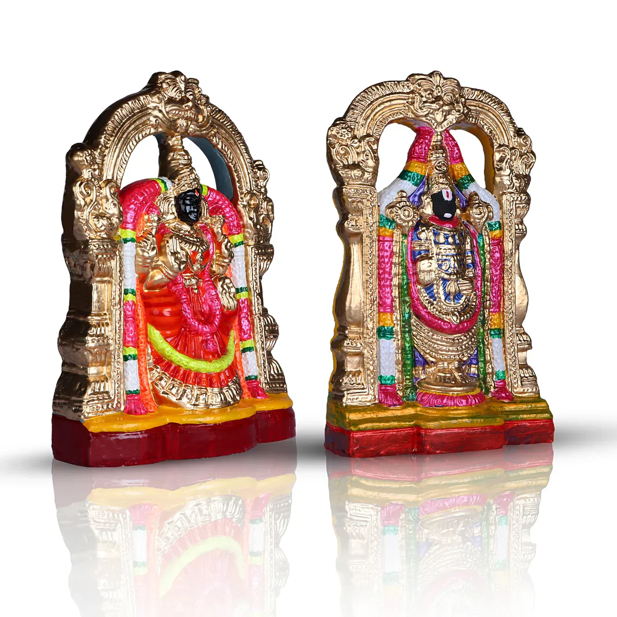 Perumal Thayar Clay Golu Bommai Pair - 15 x 8 Inches | Giri Golu Doll/ Navaratri Golu Bomma/Gombe/Bommai - Image 3