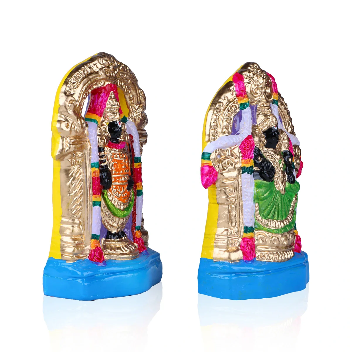 Perumal Thayar Clay Golu Bommai Pair - 8 x 3.5 Inches | Giri Golu Doll/ Navaratri Golu Bomma/Gombe/Bommai - Image 2