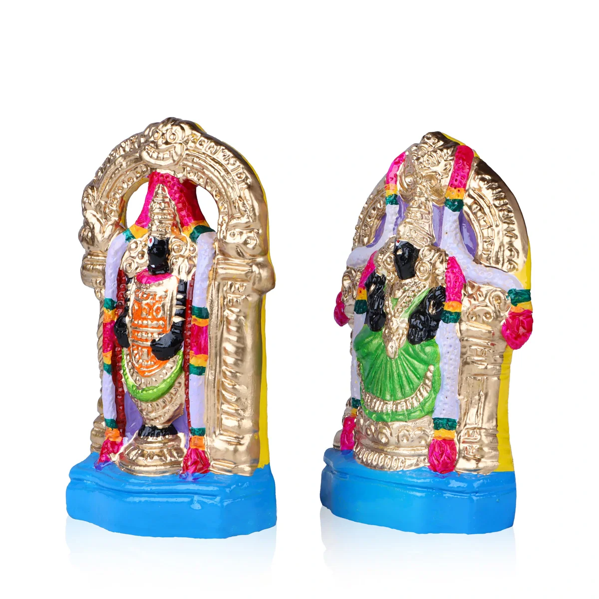 Perumal Thayar Clay Golu Bommai Pair - 8 x 3.5 Inches | Giri Golu Doll/ Navaratri Golu Bomma/Gombe/Bommai - Image 3