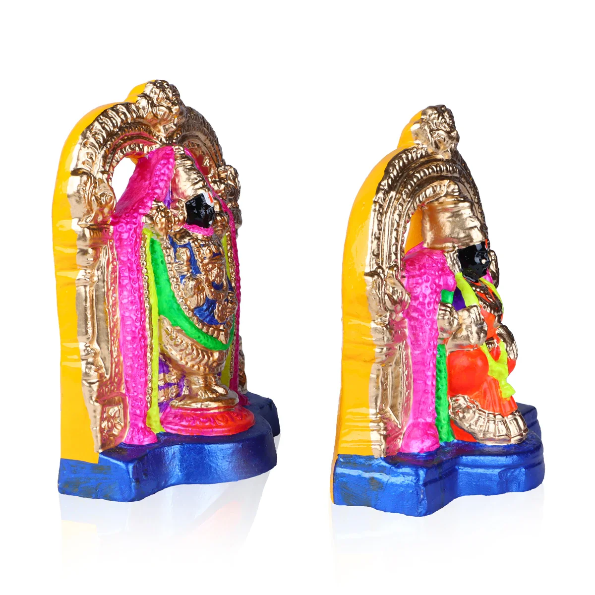 Perumal Thayar Clay Golu Bommai Pair - 8 x 5.5 Inches | Giri Golu Doll/ Navaratri Golu Bomma/Gombe/Bommai - Image 2