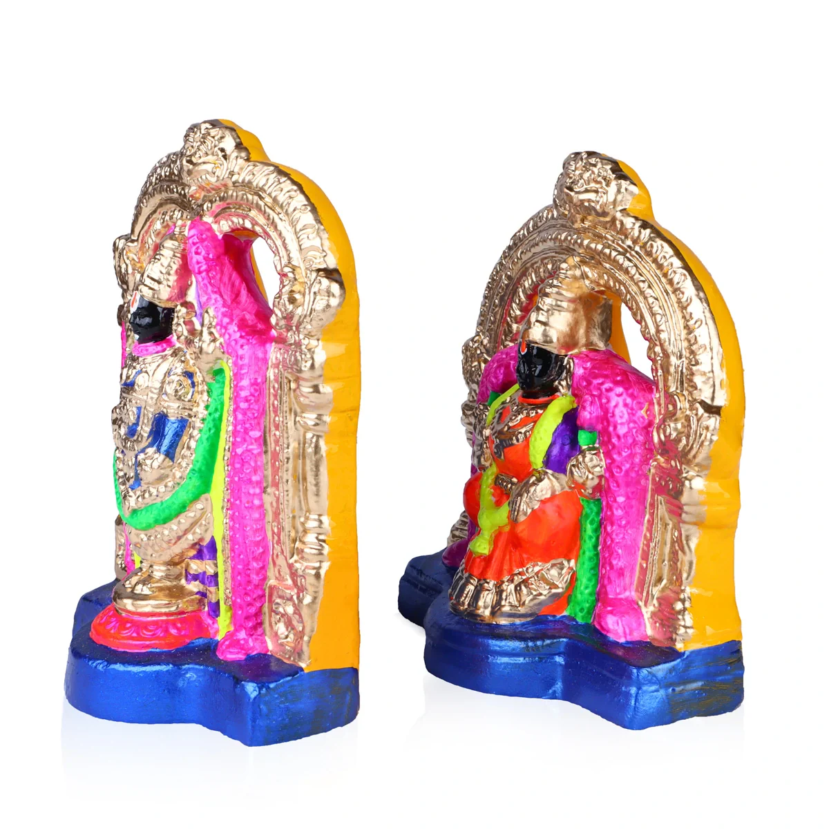 Perumal Thayar Clay Golu Bommai Pair - 8 x 5.5 Inches | Giri Golu Doll/ Navaratri Golu Bomma/Gombe/Bommai - Image 3