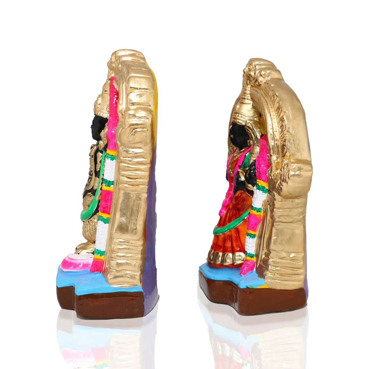Perumal Thayar Clay Golu Bommai Pair - 9 X 6 Inches | Navaratri Golu Gombe/ Giri Golu Doll/ Navratri Decor - Image 4