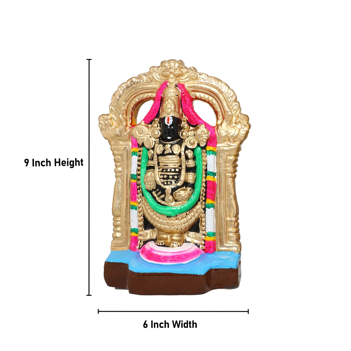 Perumal Thayar Clay Golu Bommai Pair - 9 X 6 Inches | Navaratri Golu Gombe/ Giri Golu Doll/ Navratri Decor - Image 5