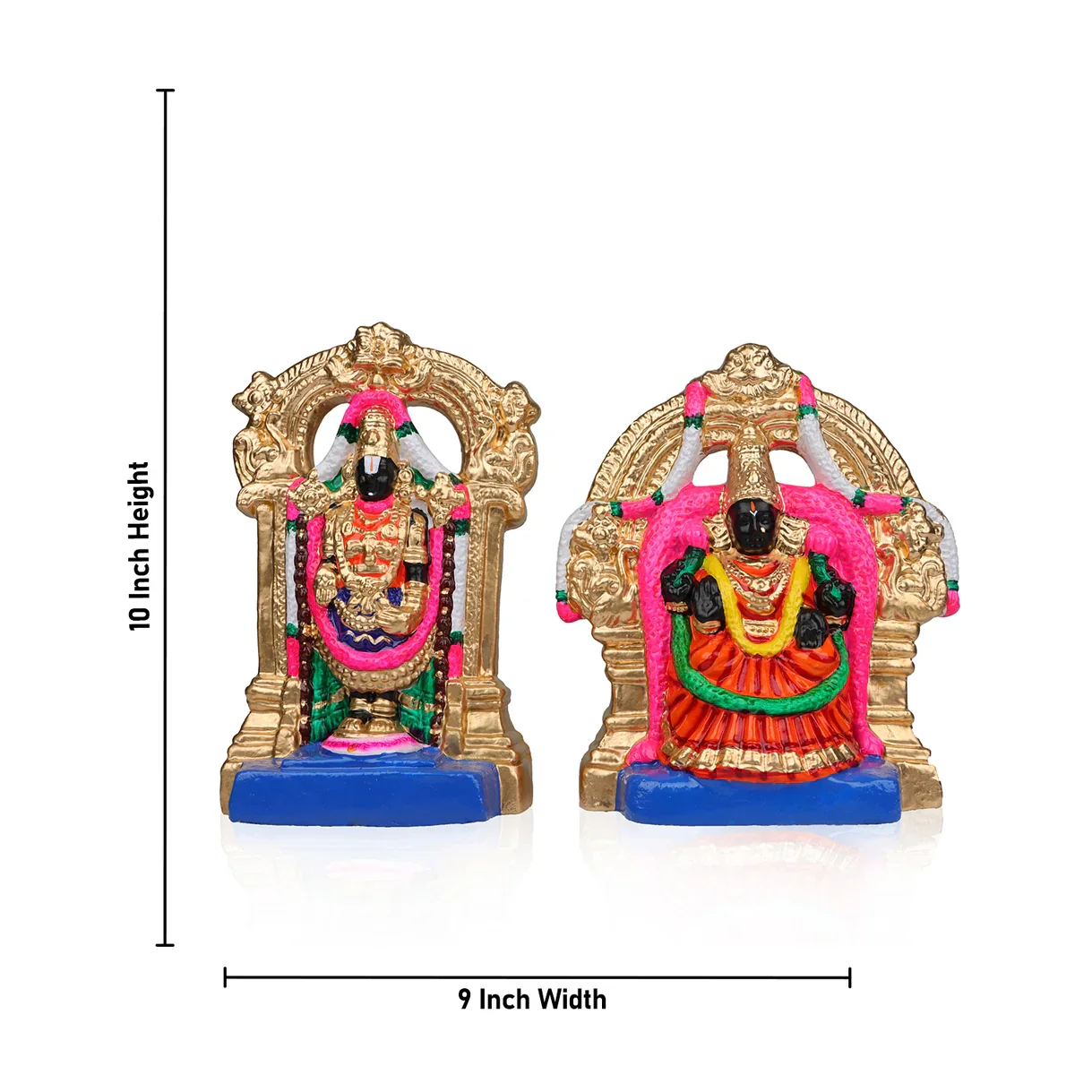 Balaji Perumal Thayar Clay Golu Bommai Pair - 10 x 9 Inches | Giri Golu Doll/Navaratri Golu Bomma/Gombe/Bommai - Image 6