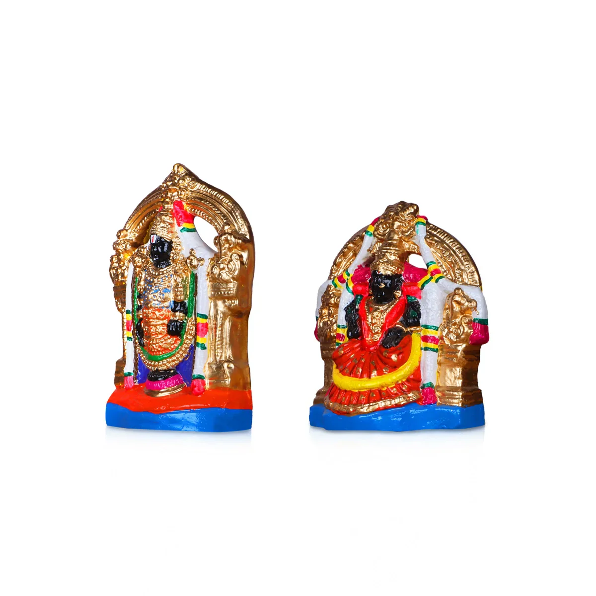 Perumal Thayar Clay Golu Bommai Pair - 11 Inches | Giri Golu Doll/ Navaratri Golu Bomma/Gombe/Bommai - Image 2