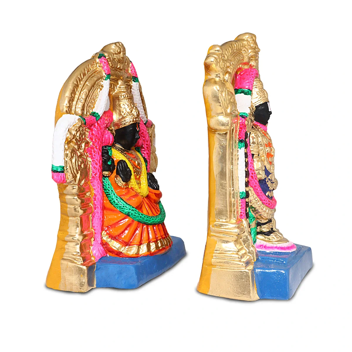 Balaji Perumal Thayar Paper Mache Golu Bommai Pair - 12 x 7.5 Inches | Giri Golu Doll/Navaratri Golu Bomma/Gombe/Bommai - Image 2