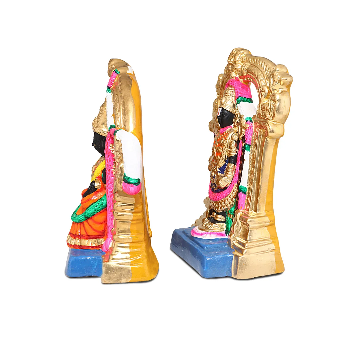 Balaji Perumal Thayar Paper Mache Golu Bommai Pair - 12 x 7.5 Inches | Giri Golu Doll/Navaratri Golu Bomma/Gombe/Bommai - Image 3