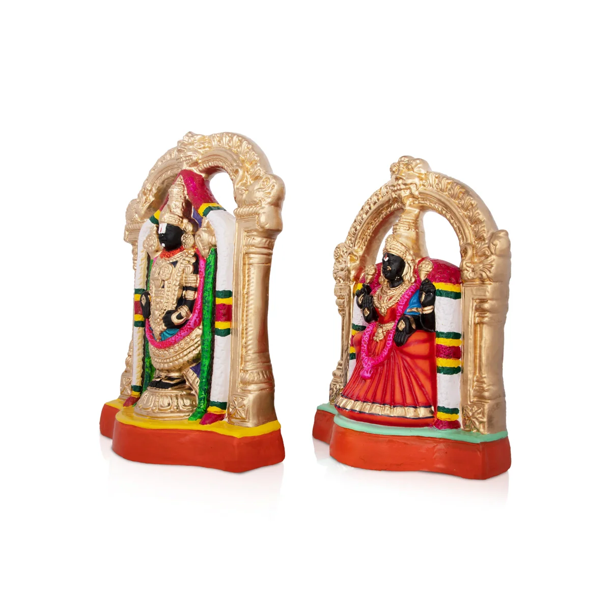 Perumal Thayar Paper Mache Golu Bommai Pair - 12 x 10 Inches | Giri Golu Doll/ Navaratri Golu Bomma/Gombe - Image 2