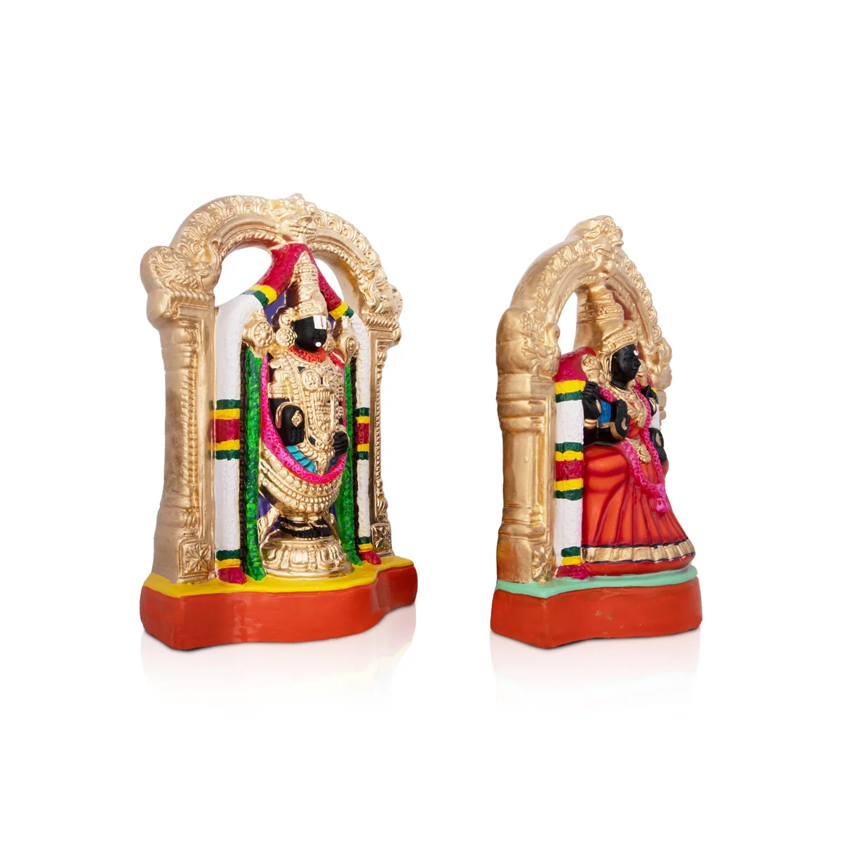 Perumal Thayar Paper Mache Golu Bommai Pair - 12 x 10 Inches | Giri Golu Doll/ Navaratri Golu Bomma/Gombe - Image 4