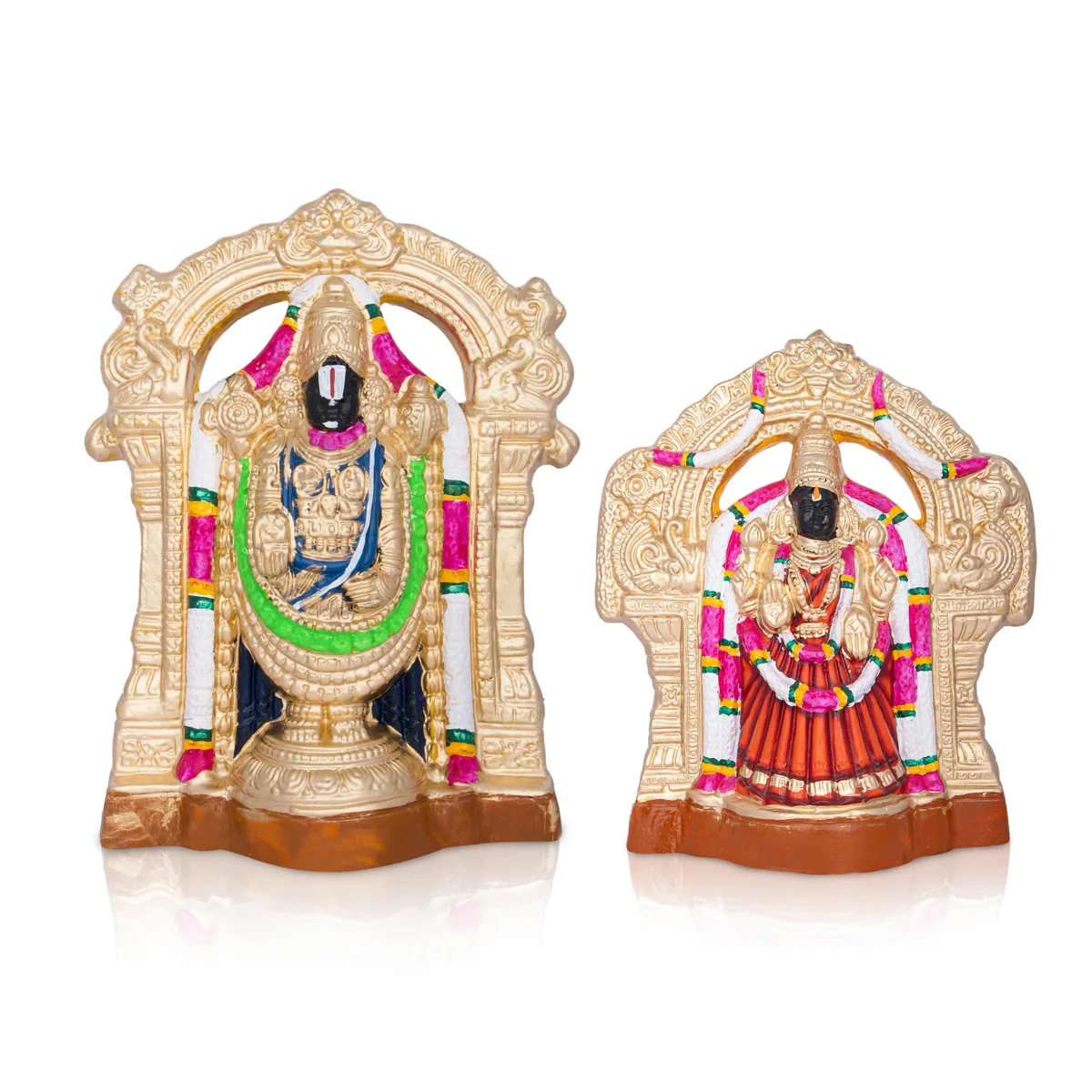 Perumal Thayar Paper Mache Golu Bommai Pair - 12 x 9 Inches | Giri Golu Doll/ Navaratri Golu Bomma/Bommai/Gombe - Image 3