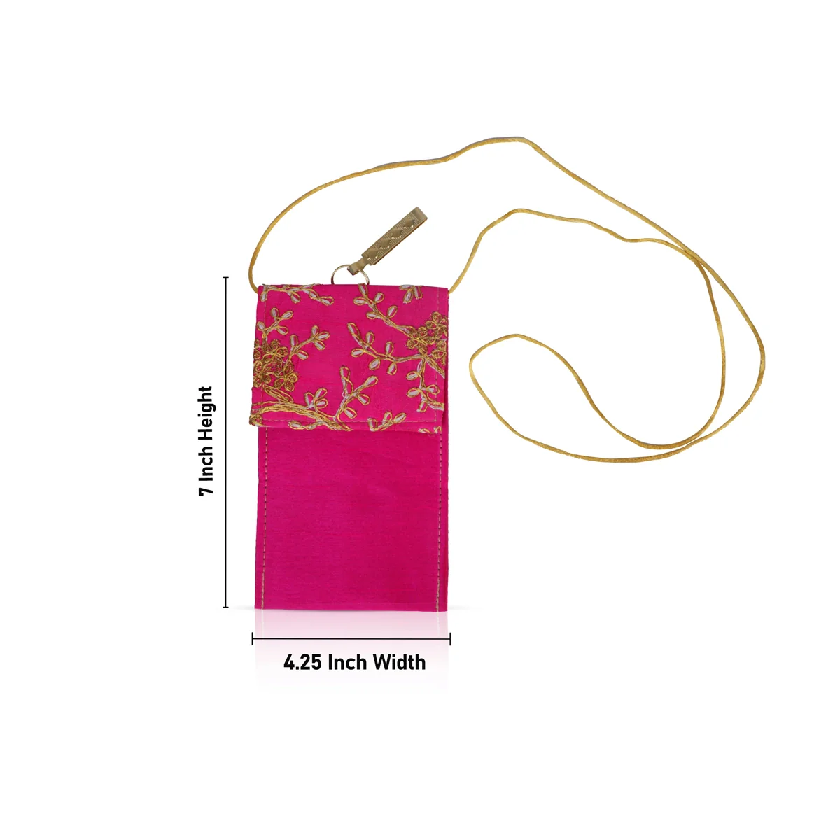 Phone Pouch - 7 x 4.25 Inches | Sling Purse/ Embroidery Sling Bag for Women - Image 4