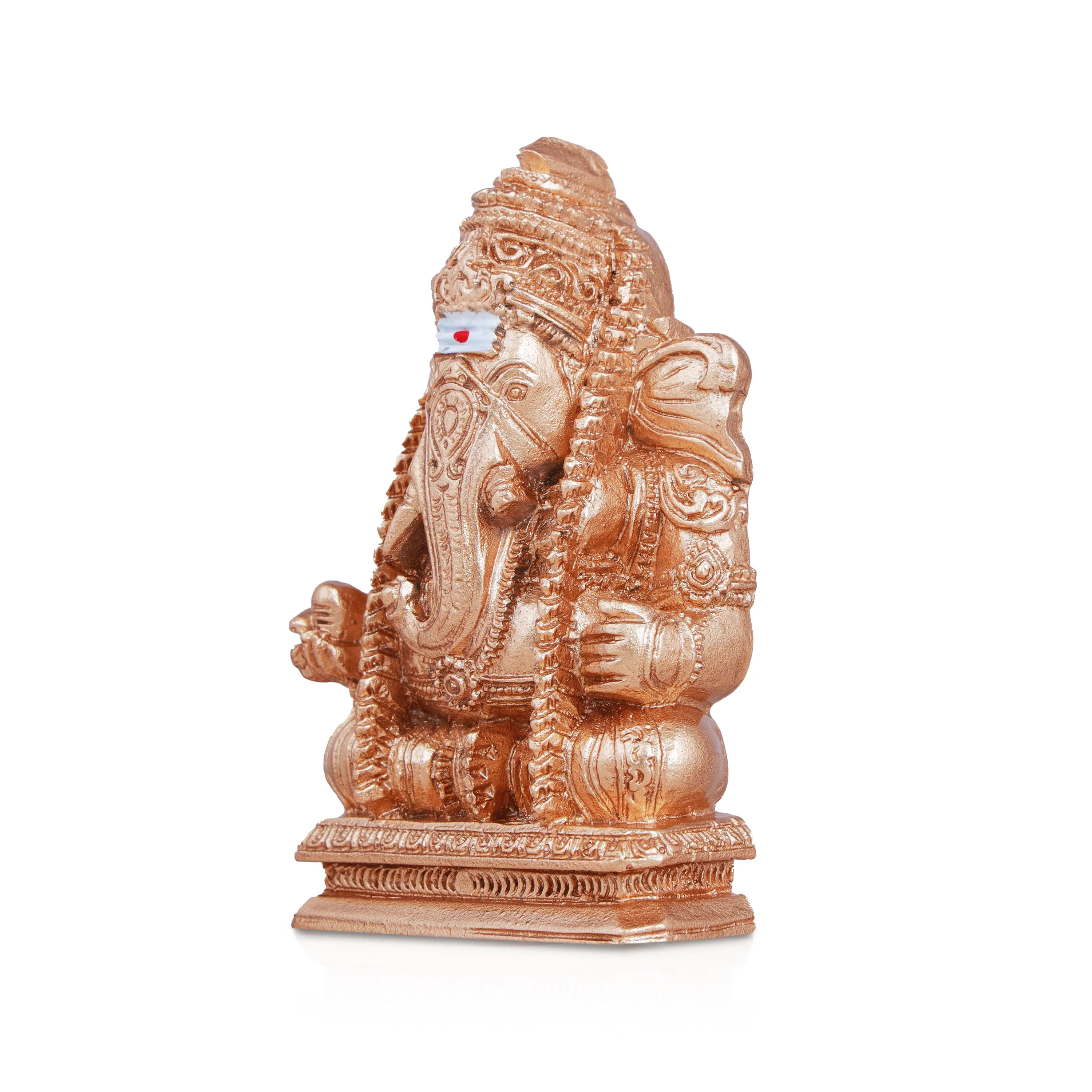 Pillayarpatti Ganesh Murti - 3.5 Inches | Resin Statue/ Gold Polish Ganpati Murti for Pooja - Image 4