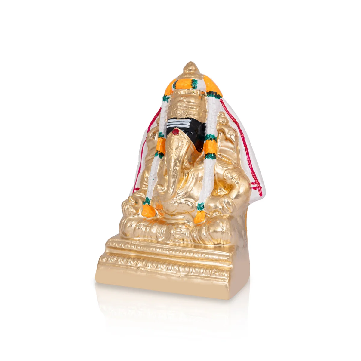 Pillayarpatti Ganesh Murti Sitting On Base-8 X 5 Inches | Gold Polish/Clay Vinayaka Statue For Ganapati Chaturthi - Image 2