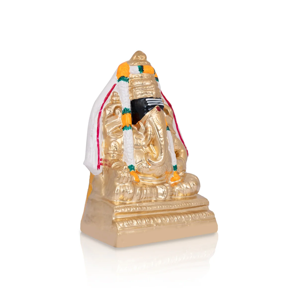 Pillayarpatti Ganesh Murti Sitting On Base-8 X 5 Inches | Gold Polish/Clay Vinayaka Statue For Ganapati Chaturthi - Image 3
