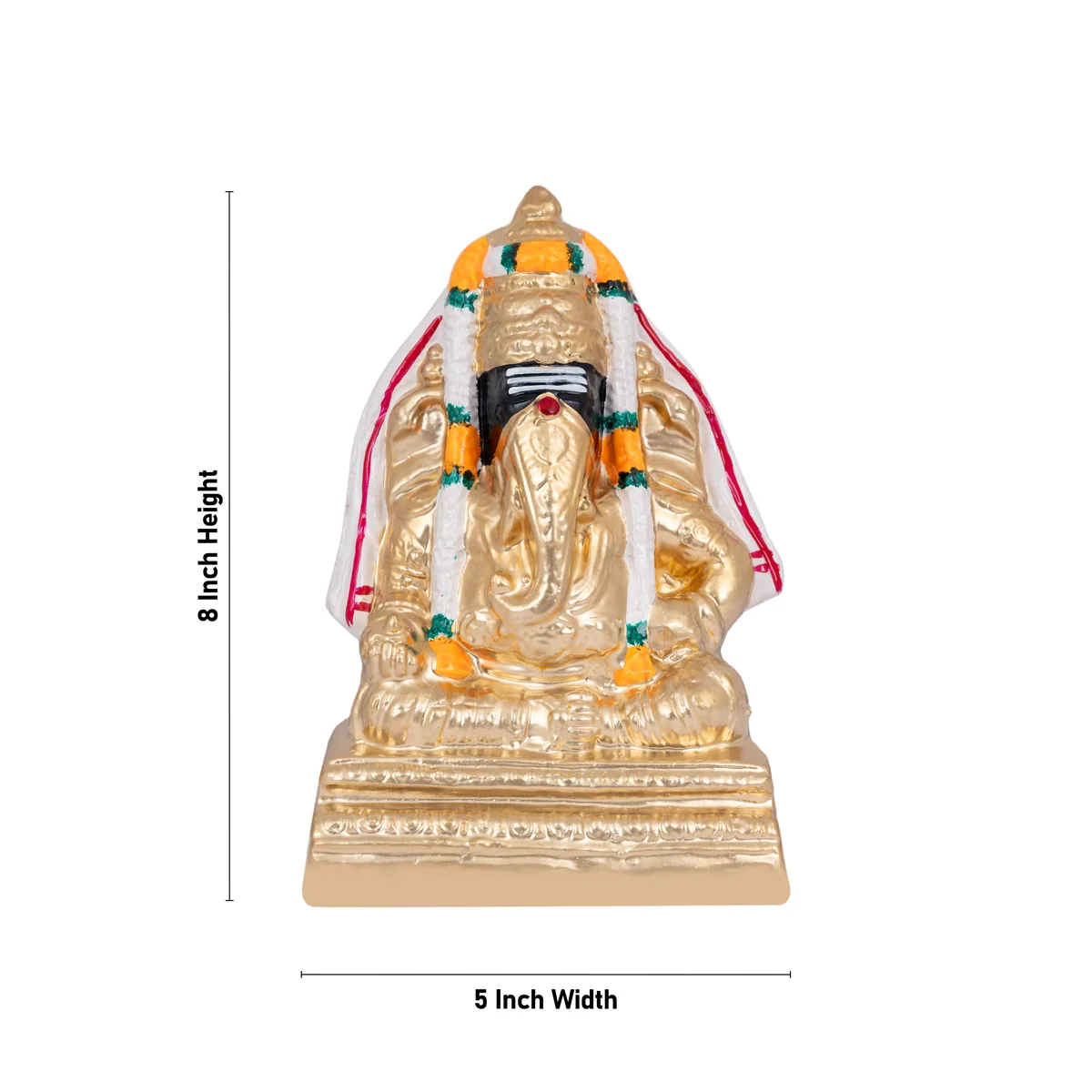 Pillayarpatti Ganesh Murti Sitting On Base-8 X 5 Inches | Gold Polish/Clay Vinayaka Statue For Ganapati Chaturthi - Image 4