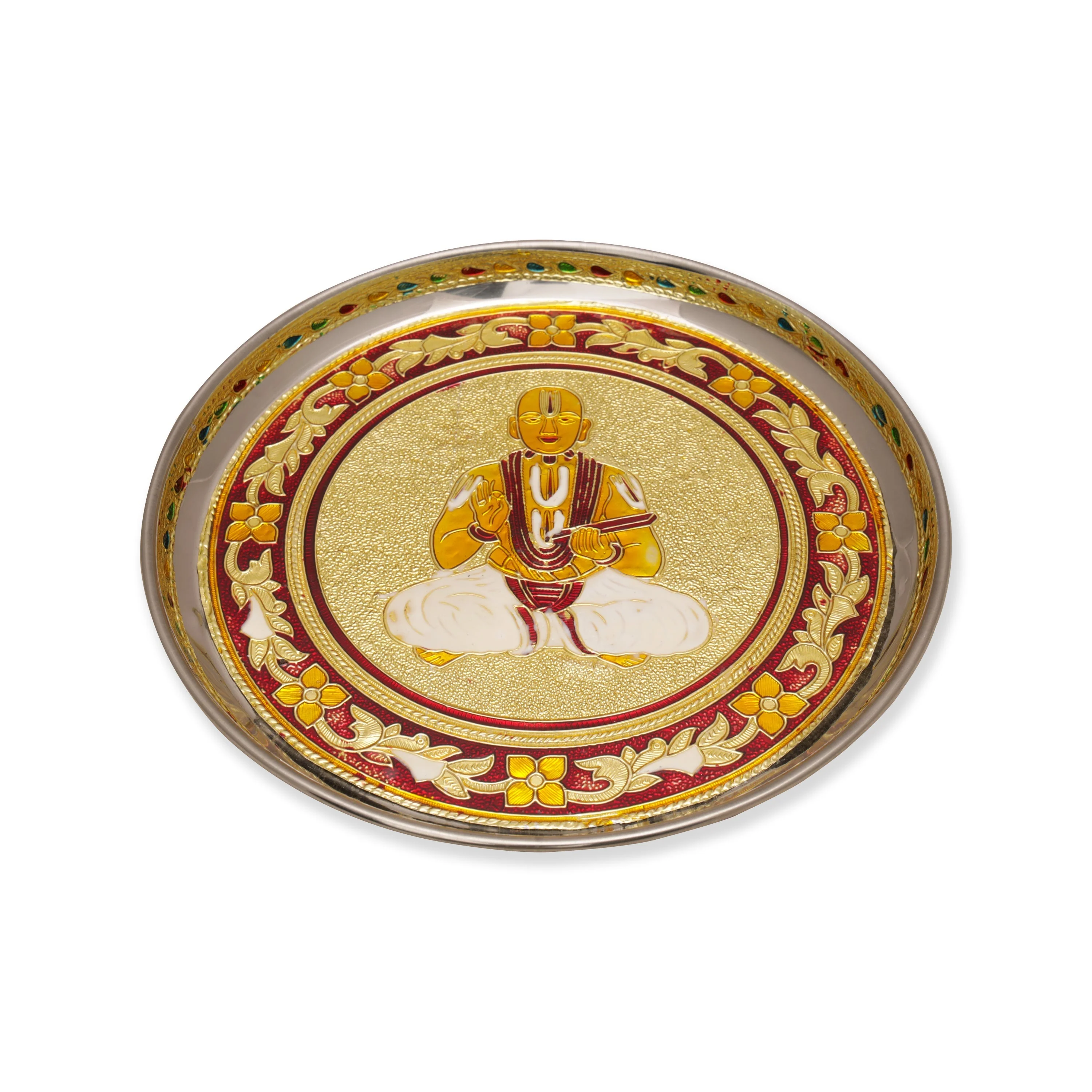 Plate - 0.75 x 9 Inches | Stainless Steel Thali Plate/ Pooja Plate for Home