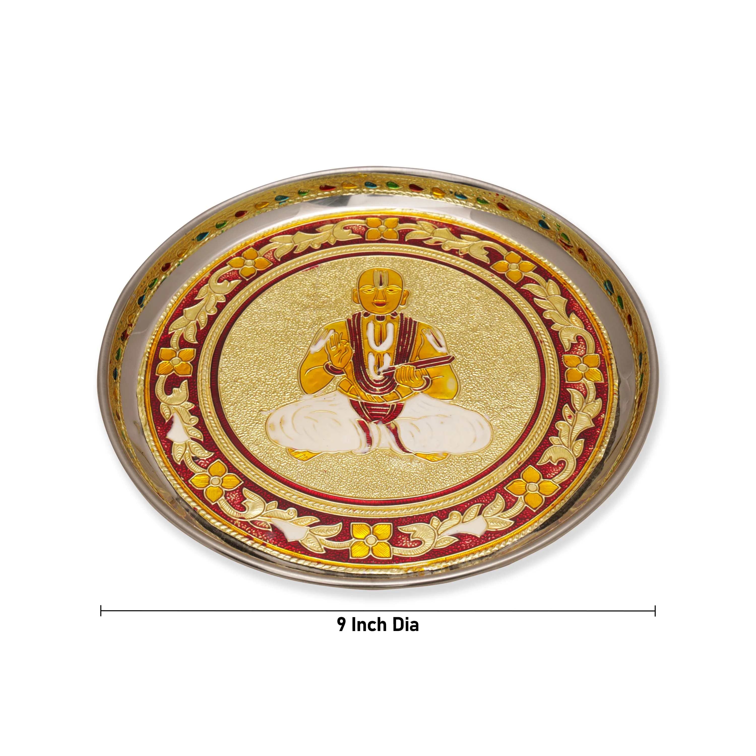Plate - 0.75 x 9 Inches | Stainless Steel Thali Plate/ Pooja Plate for Home - Image 2