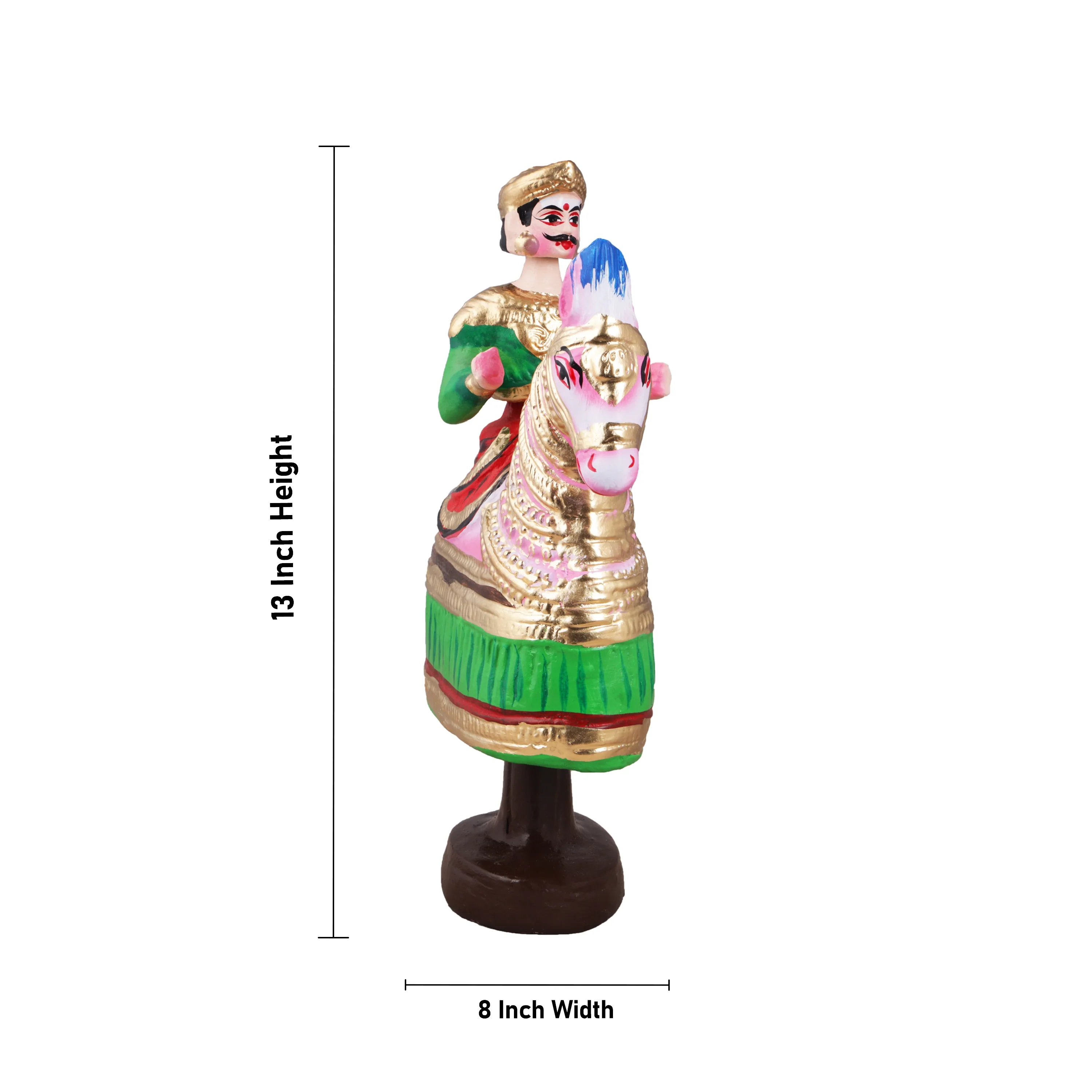 Poikkal Kuthirai Paper Mache Golu Bommai Pair - 13 x 8 Inches | Giri Golu Doll/ Navaratri Golu Bomma/Gombe - Image 5