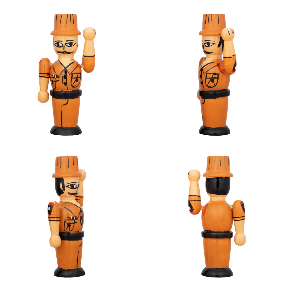 Police Pair - 4 X 2 Inches | 2 Pcs/ Handcrafted Wooden Toy/ Wood Sculpture For Kids & Table Decor - Image 2