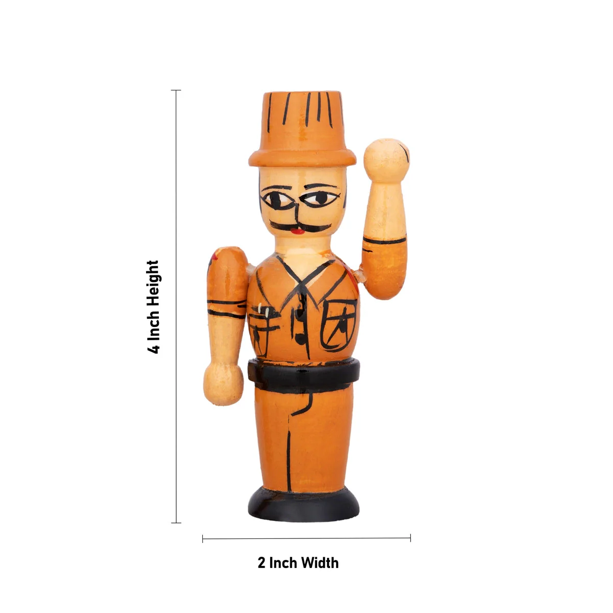 Police Pair - 4 X 2 Inches | 2 Pcs/ Handcrafted Wooden Toy/ Wood Sculpture For Kids & Table Decor - Image 4