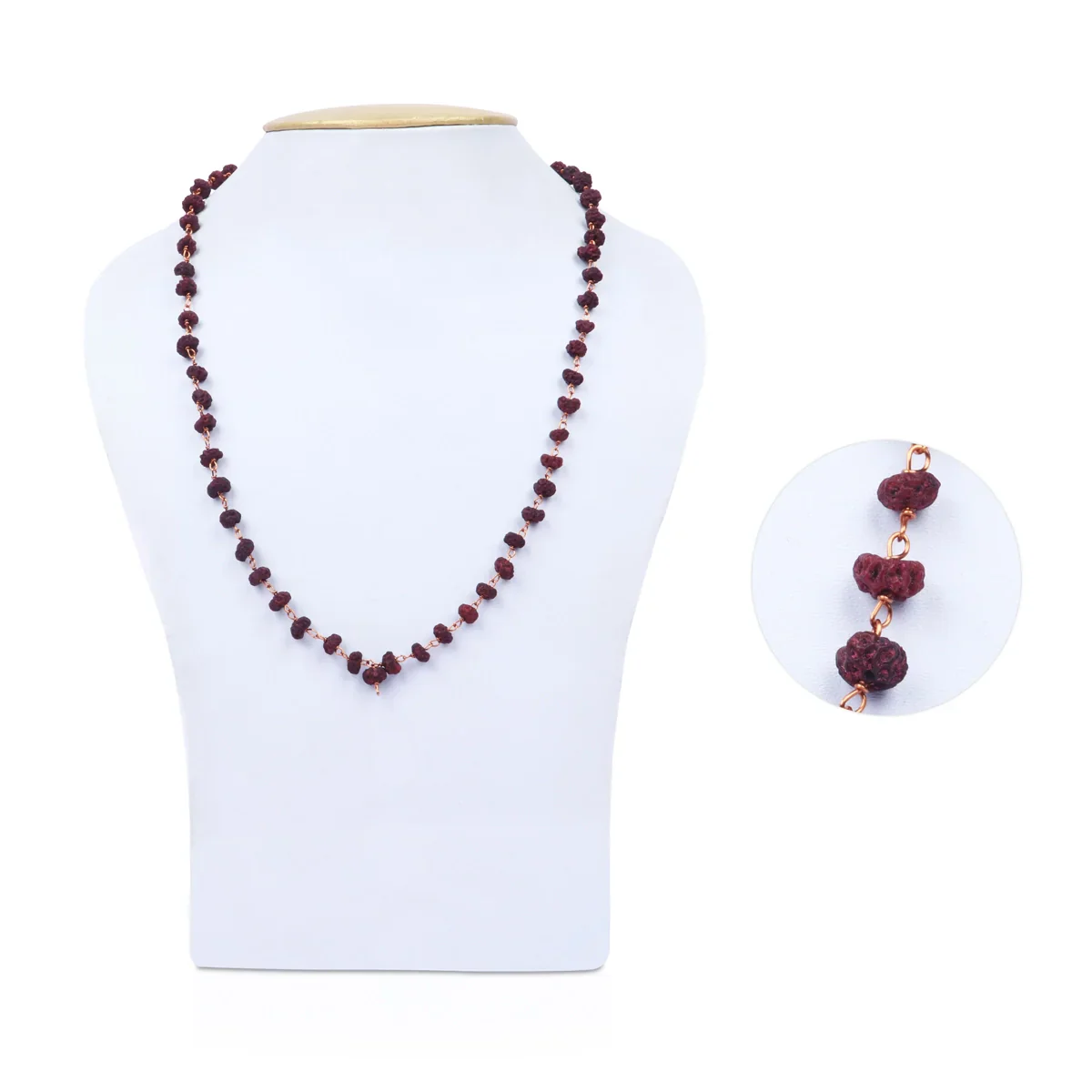 Poo Rudraksha Mala with Copper Kambi - 24 Inches | 108 Beads Japa Mala/ Kantha Mala for Men and Women - Image 2