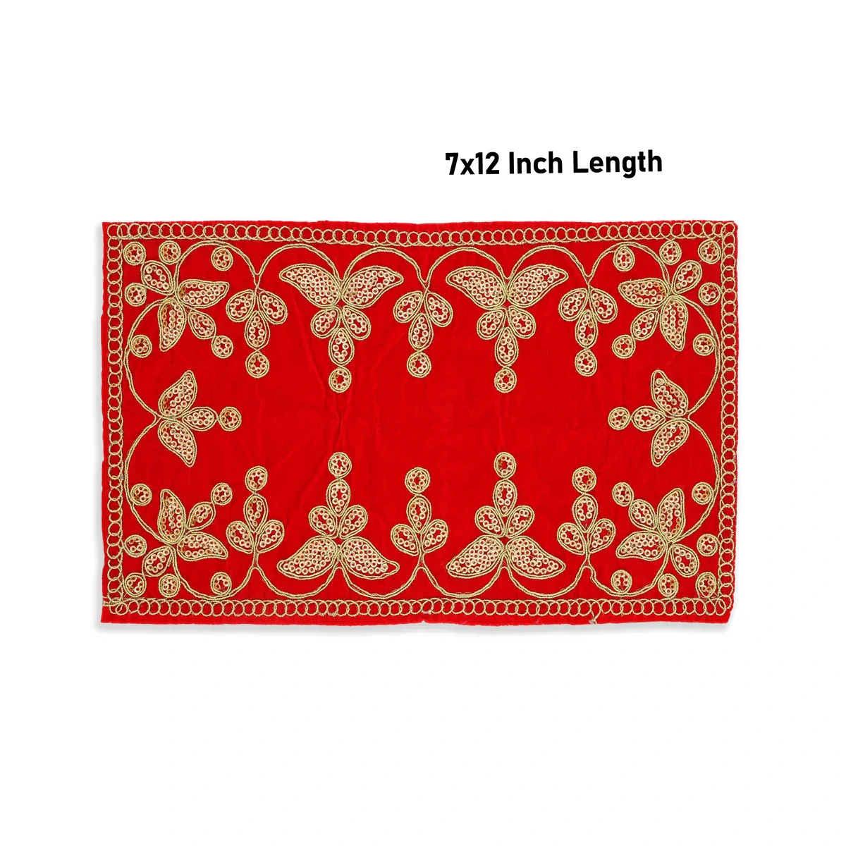 Pooja Aasan - 7 x 12 Inches | Velvet Pooja Mat/ Embroidery Aasan for Deity - Image 4