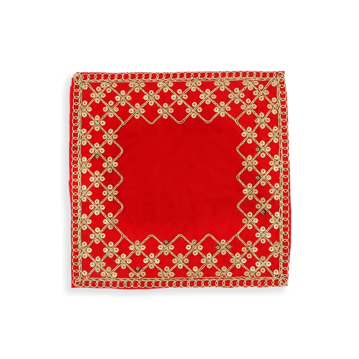 Pooja Aasan - 8 x 8 Inches | Velvet Pooja Mat/ Embroidery Aasan for Deity