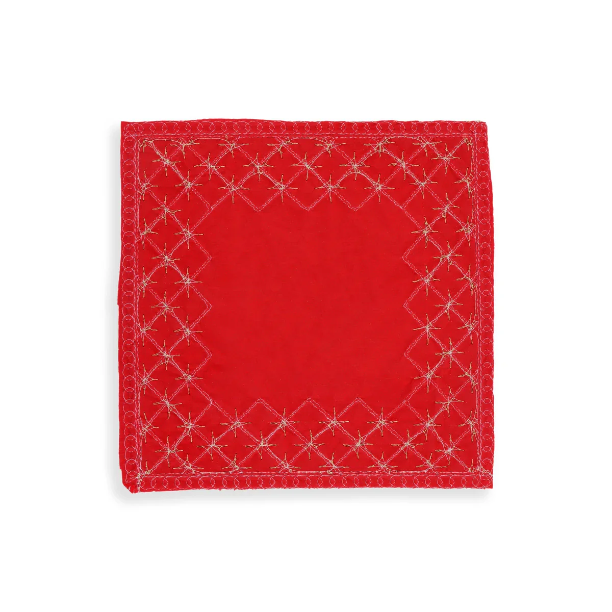 Pooja Aasan - 8 x 8 Inches | Velvet Pooja Mat/ Embroidery Aasan for Deity - Image 3