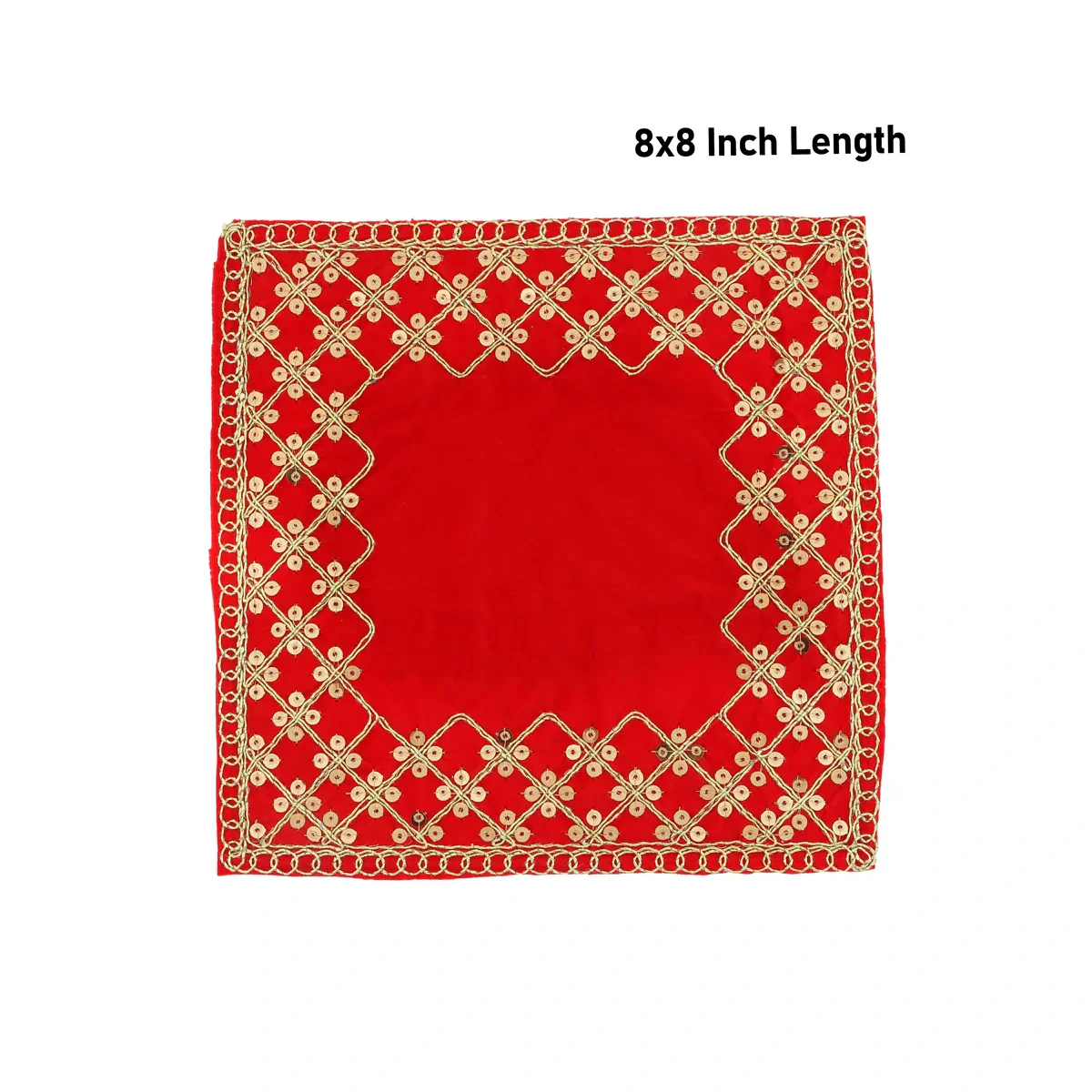 Pooja Aasan - 8 x 8 Inches | Velvet Pooja Mat/ Embroidery Aasan for Deity - Image 4