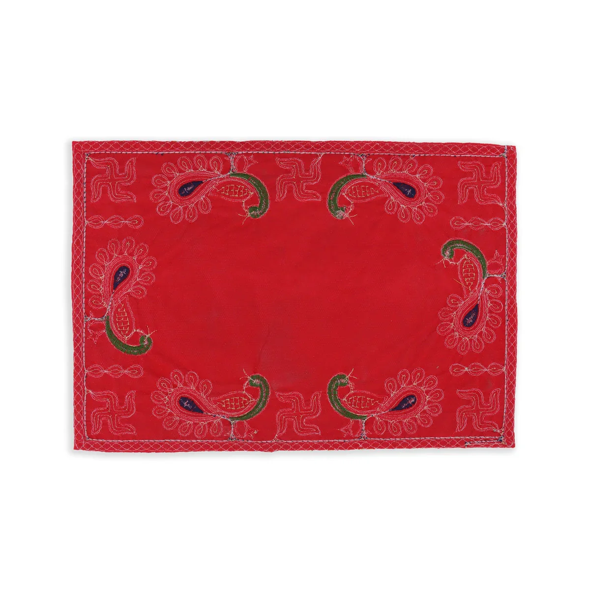 Pooja Aasan - 9 x 13 Inches | Velvet Pooja Mat/ Embroidery Aasan for Deity - Image 3