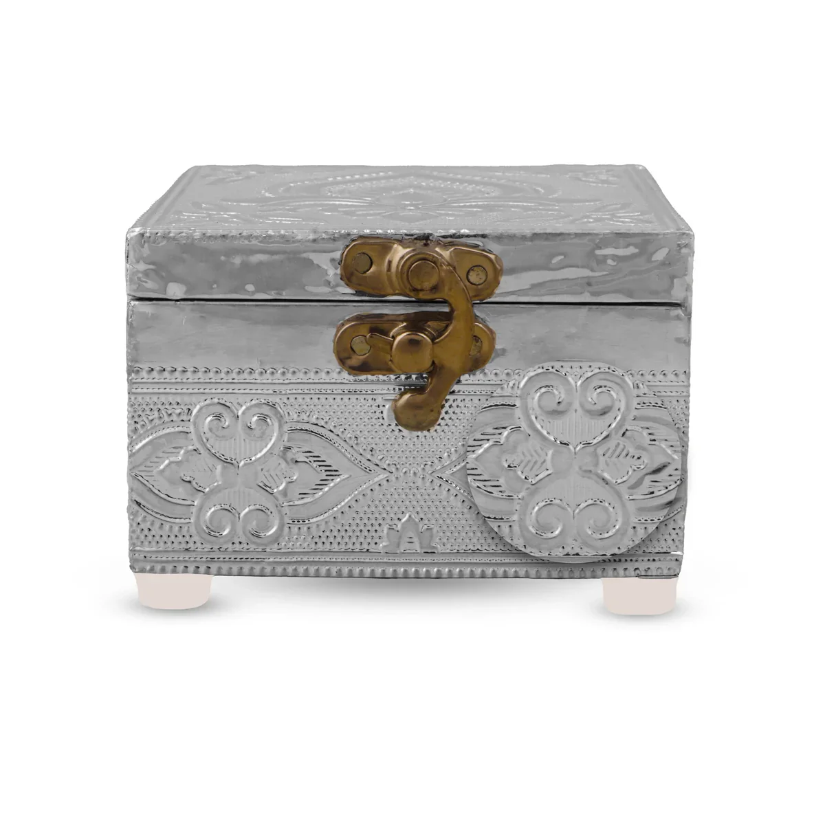 Pooja Box - 3 x 4 Inches | Wooden Storage Box/ Silver Polish Jewellery Box for Home - Image 3