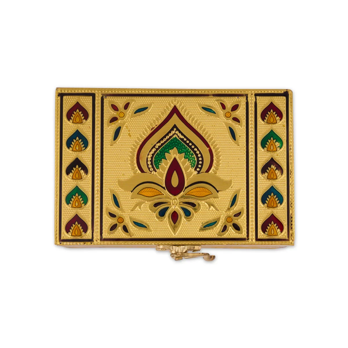 Pooja Box - 2.5 x 6 Inches | Meenakari Design Storage Box/ Gold & Silver Polish Jewellery Box for Home - Image 4