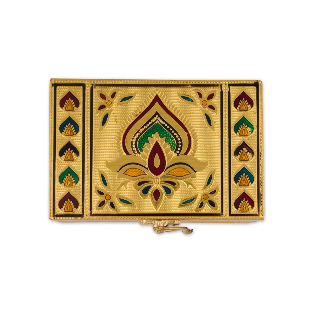 Pooja Box - 2.5 x 6 Inches | Wooden Storage Box/ Gold Meenakari Design Jewellery Box for Home - Image 4